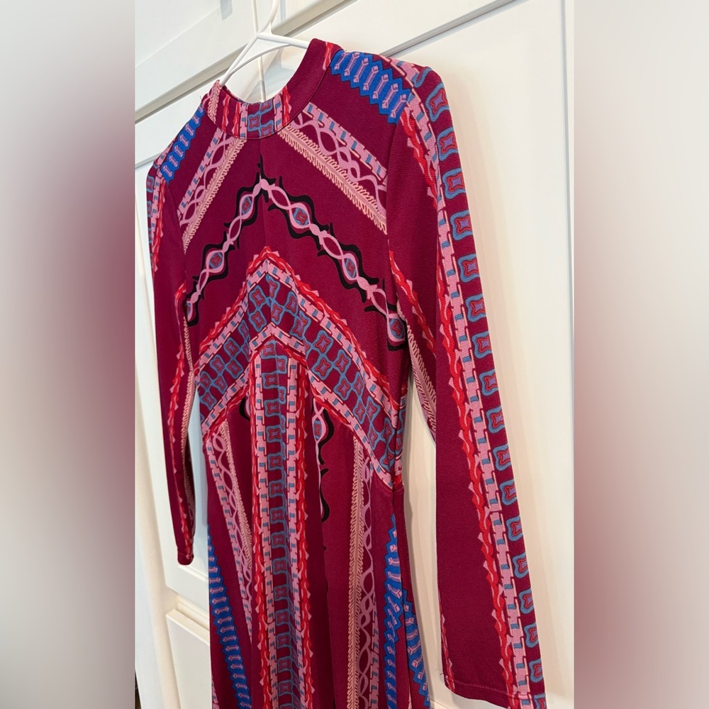 Free People size XS Geometric Patterned Long Sleeve Dress